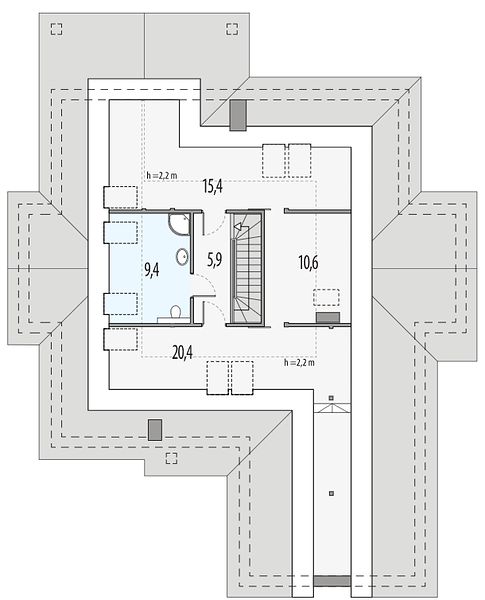 План 2 этажа дома AEK-2195-85 План 2 этажа дома AEK-2195-85